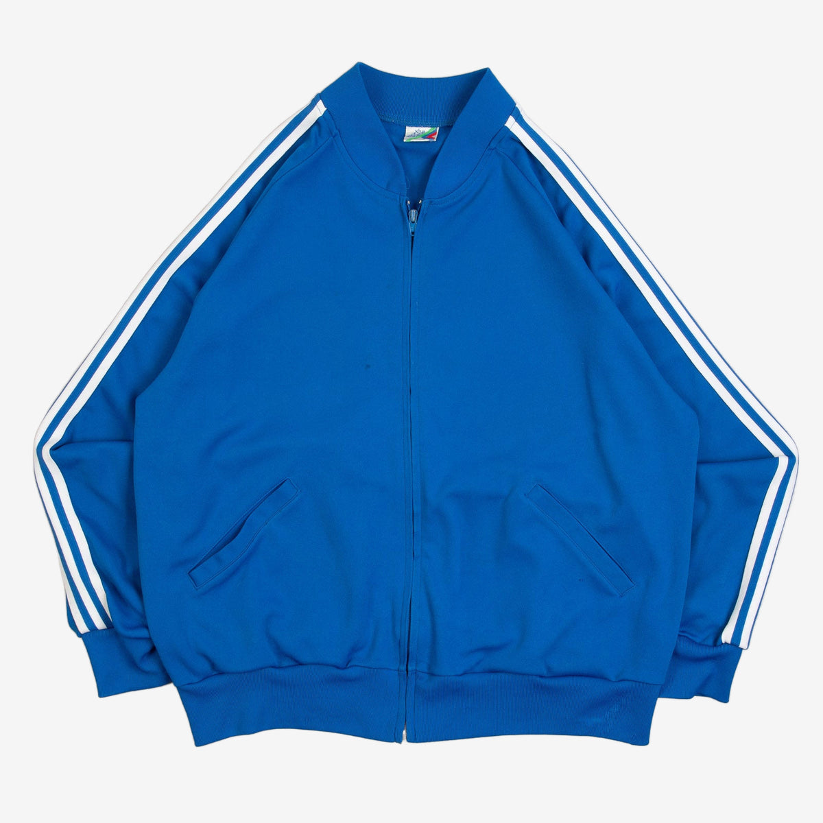 MEN'S VINTAGE 1990S STRIPED ARM FULL ZIP SPORTS SWEATSHIRT - LARGE