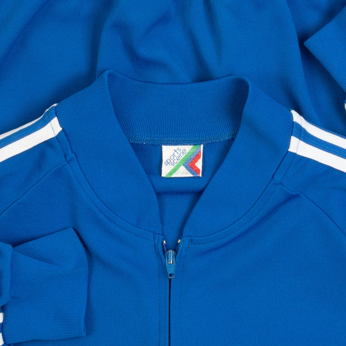 MEN'S VINTAGE 1990S STRIPED ARM FULL ZIP SPORTS SWEATSHIRT - LARGE