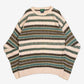 MEN'S VINTAGE 1990S STRIPED PATTERNED KNITTED JUMPER - LARGE