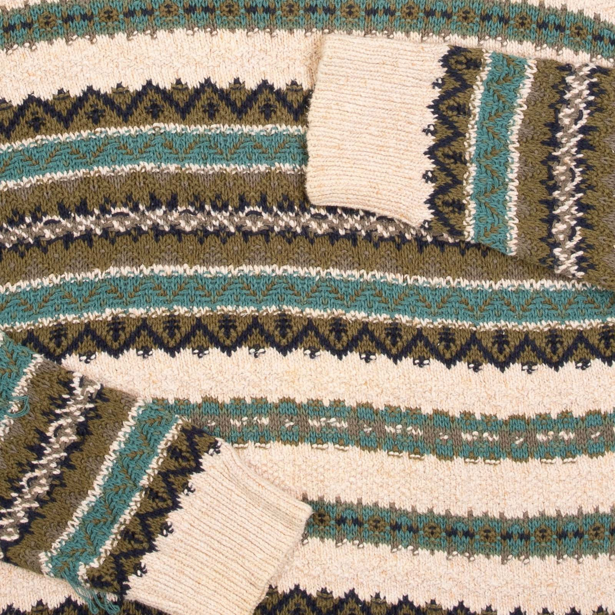 MEN'S VINTAGE 1990S STRIPED PATTERNED KNITTED JUMPER - LARGE