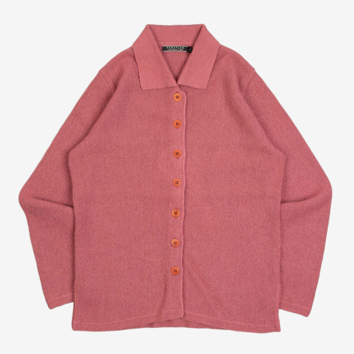 WOMEN'S VINTAGE 1990S ALPACA WOOL COLLARED KNITTED CARDIGAN - SMALL