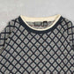 MEN'S VINTAGE 1990S PATTERNED KNITTED JUMPER - X-LARGE
