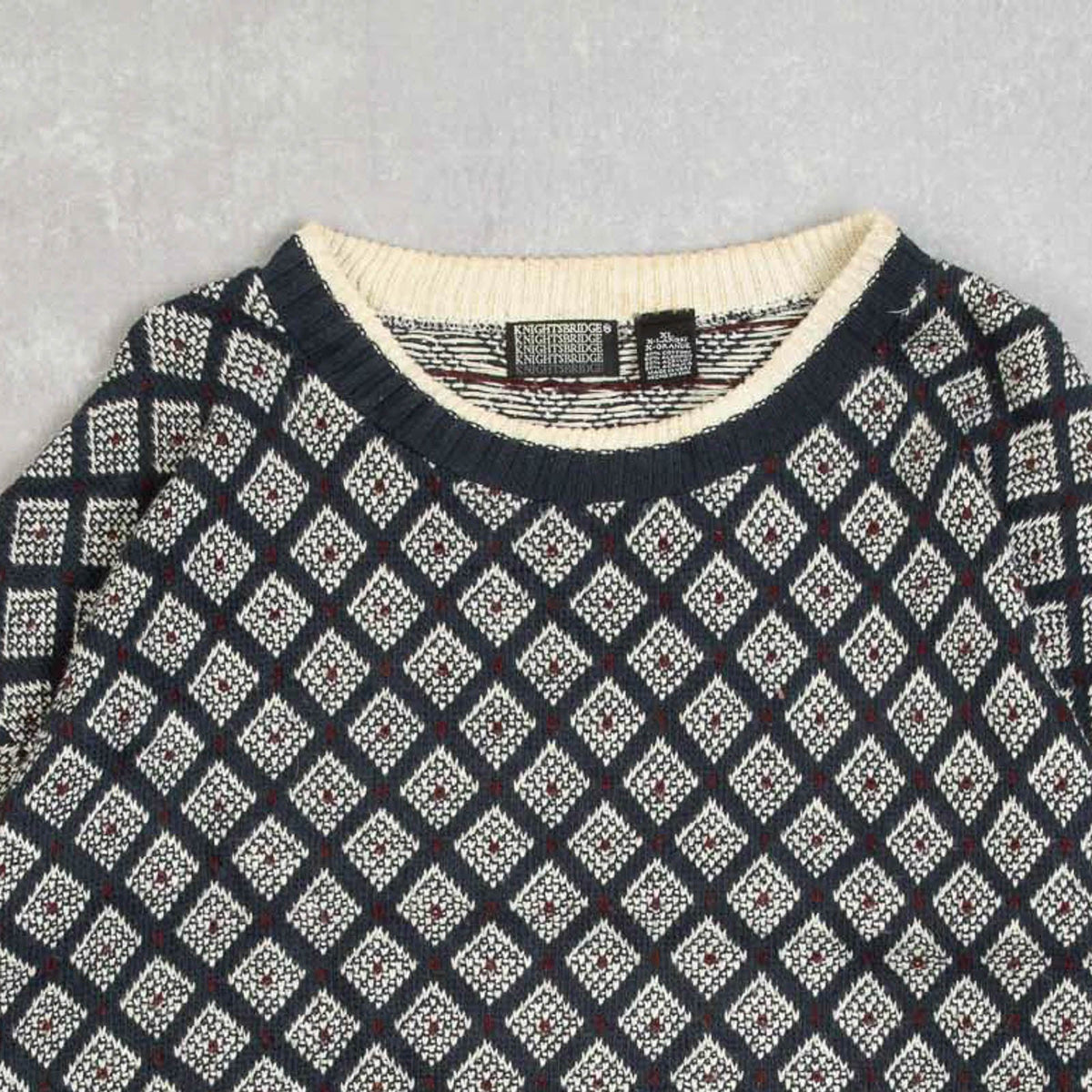 MEN'S VINTAGE 1990S PATTERNED KNITTED JUMPER - X-LARGE