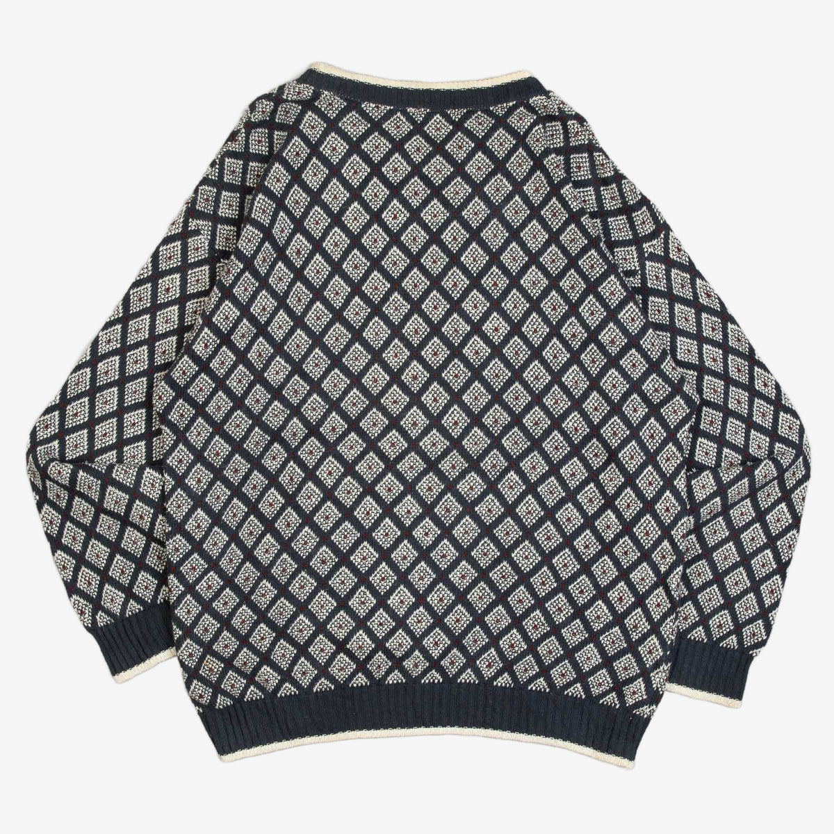MEN'S VINTAGE 1990S PATTERNED KNITTED JUMPER - X-LARGE
