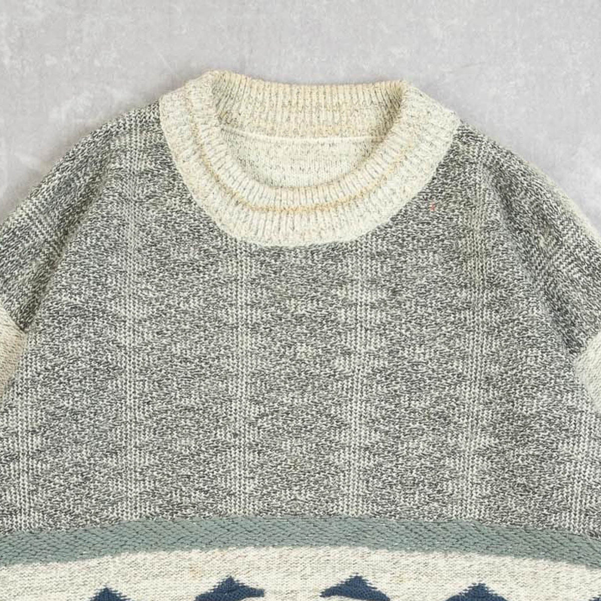 MEN'S VINTAGE 1990S STRIPED STRUCTURED KNITTED JUMPER - LARGE