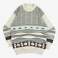 MEN'S VINTAGE 1990S STRIPED STRUCTURED KNITTED JUMPER - LARGE