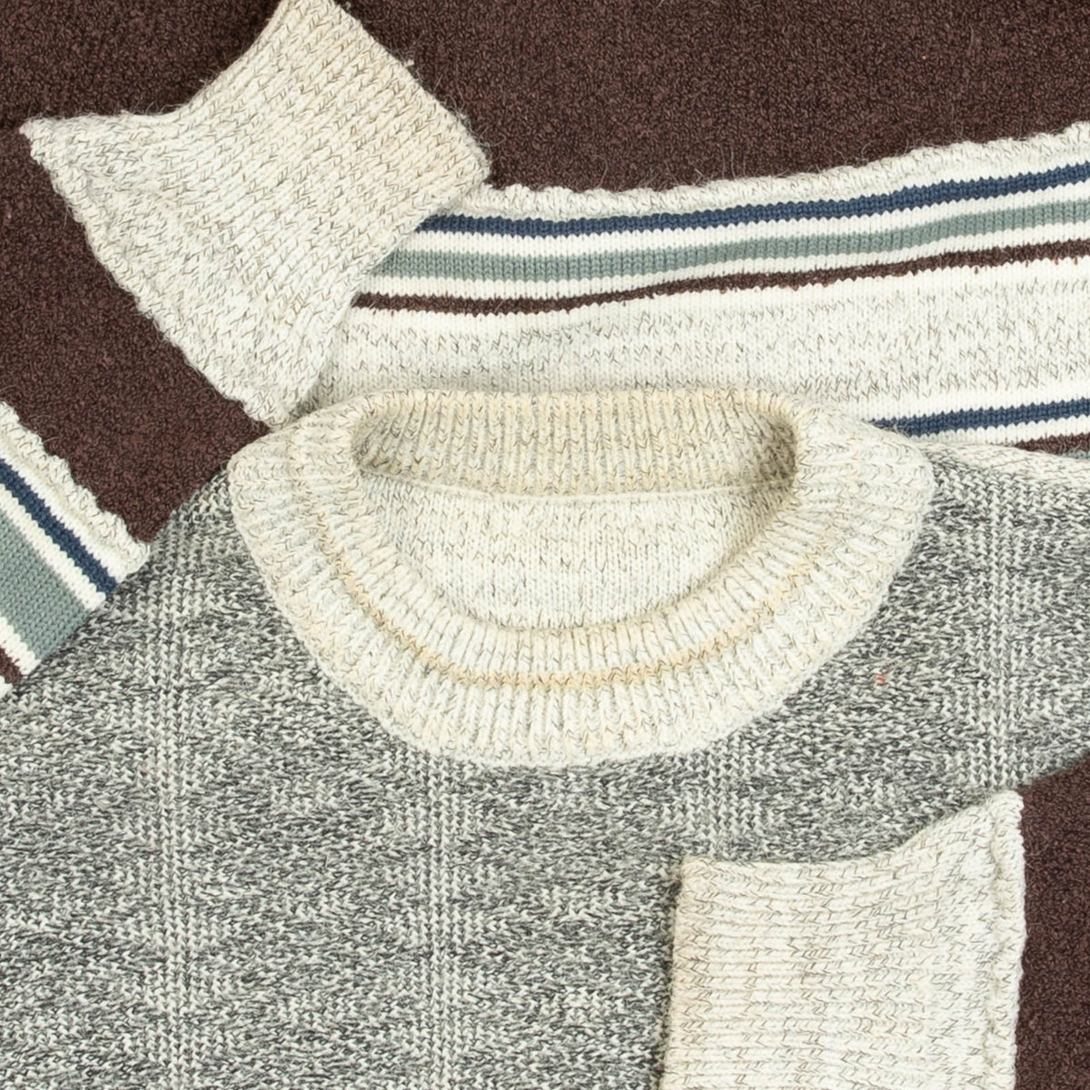 MEN'S VINTAGE 1990S STRIPED STRUCTURED KNITTED JUMPER - LARGE