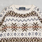 MEN'S VINTAGE 1990S STRUCTURED PATTERNED KNITTED JUMPER - X-LARGE