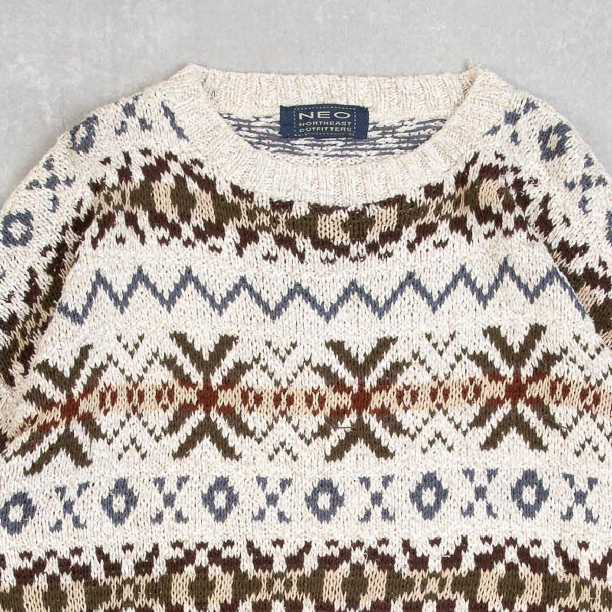 MEN'S VINTAGE 1990S STRUCTURED PATTERNED KNITTED JUMPER - X-LARGE