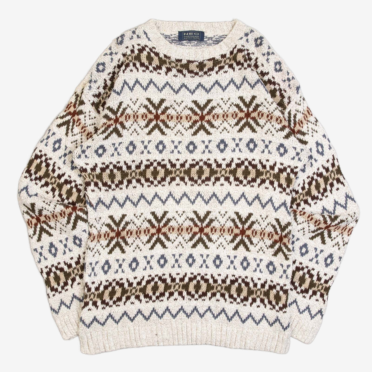 MEN'S VINTAGE 1990S STRUCTURED PATTERNED KNITTED JUMPER - X-LARGE