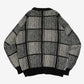 MEN'S VINTAGE 1990S GRID STRIPED KNITTED CARDIGAN - MEDIUM