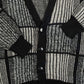 MEN'S VINTAGE 1990S GRID STRIPED KNITTED CARDIGAN - MEDIUM