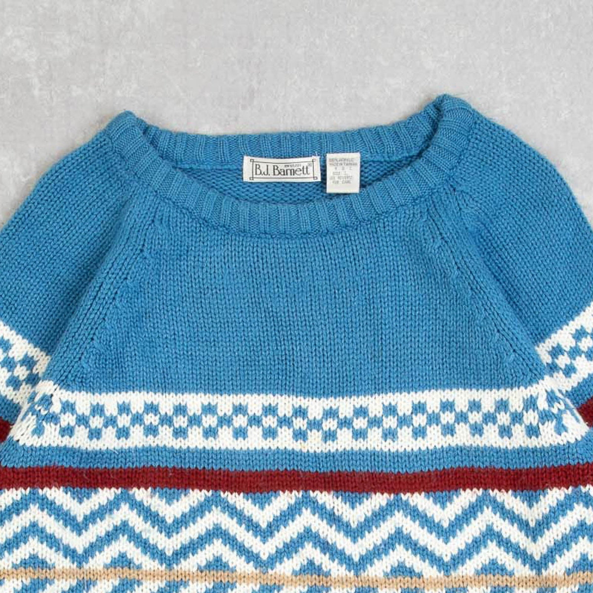 MEN'S VINTAGE 1980S PATTERNED KNITTED JUMPER - LARGE