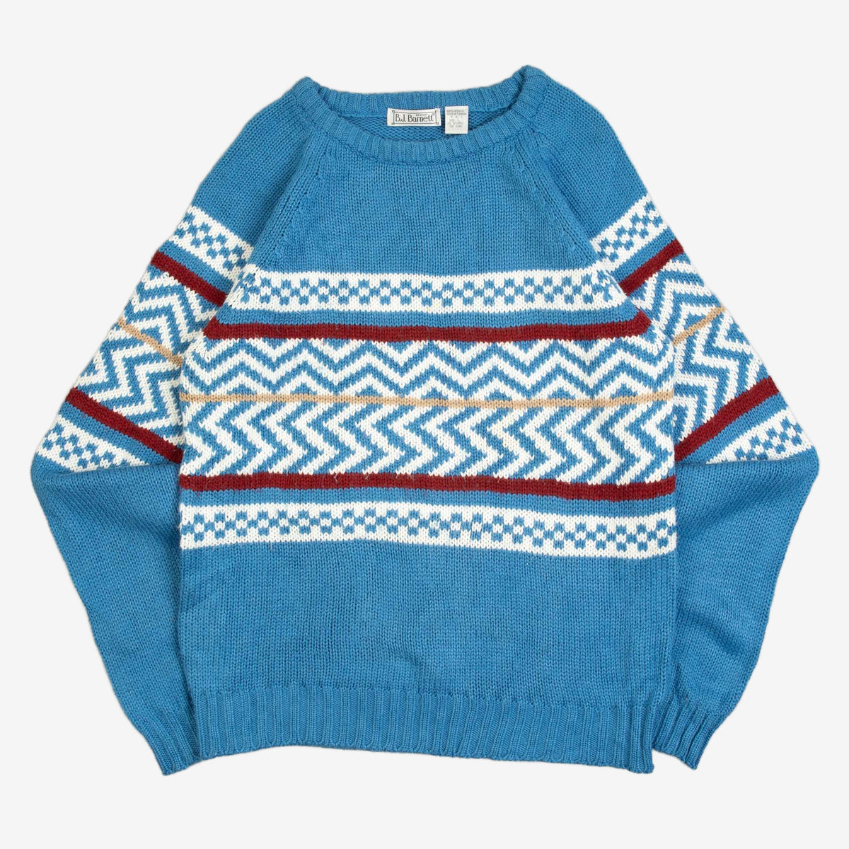 MEN'S VINTAGE 1980S PATTERNED KNITTED JUMPER - LARGE