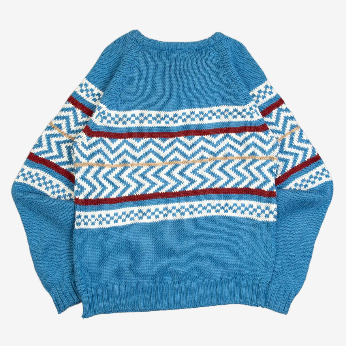 MEN'S VINTAGE 1980S PATTERNED KNITTED JUMPER - LARGE
