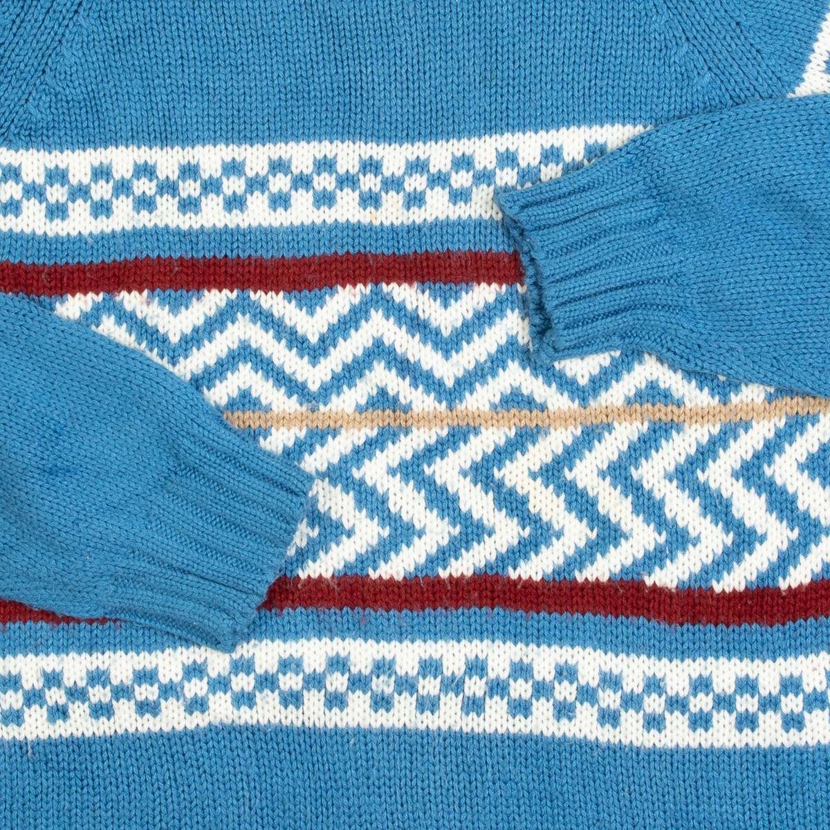 MEN'S VINTAGE 1980S PATTERNED KNITTED JUMPER - LARGE