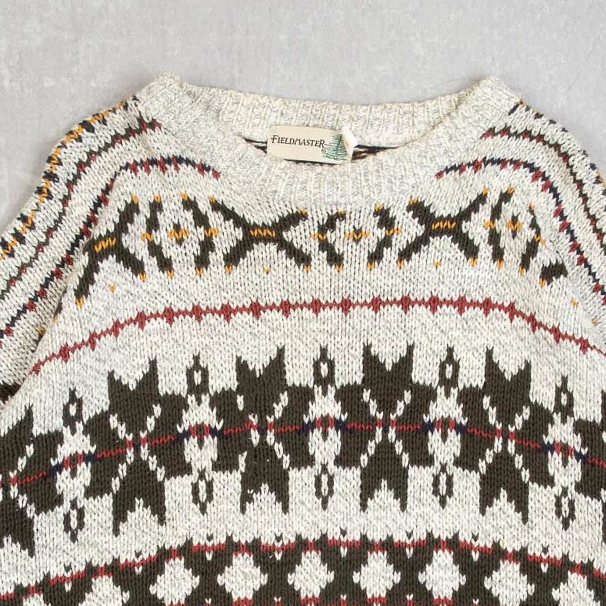 MEN'S VINTAGE 1980S PATTERNED KNITTED JUMPER - MEDIUM