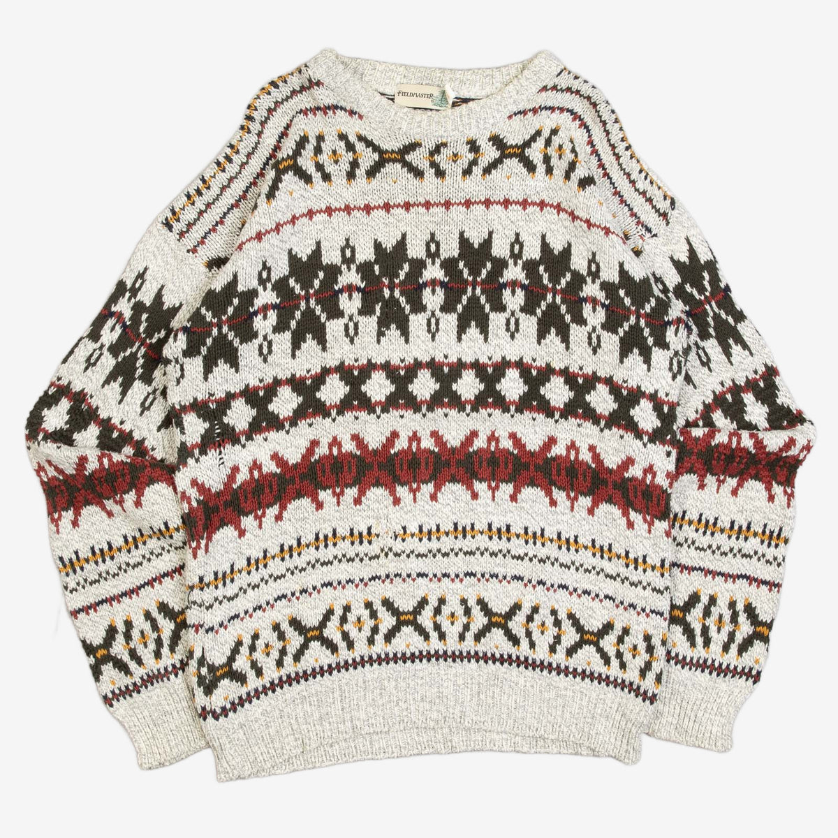 MEN'S VINTAGE 1980S PATTERNED KNITTED JUMPER - MEDIUM