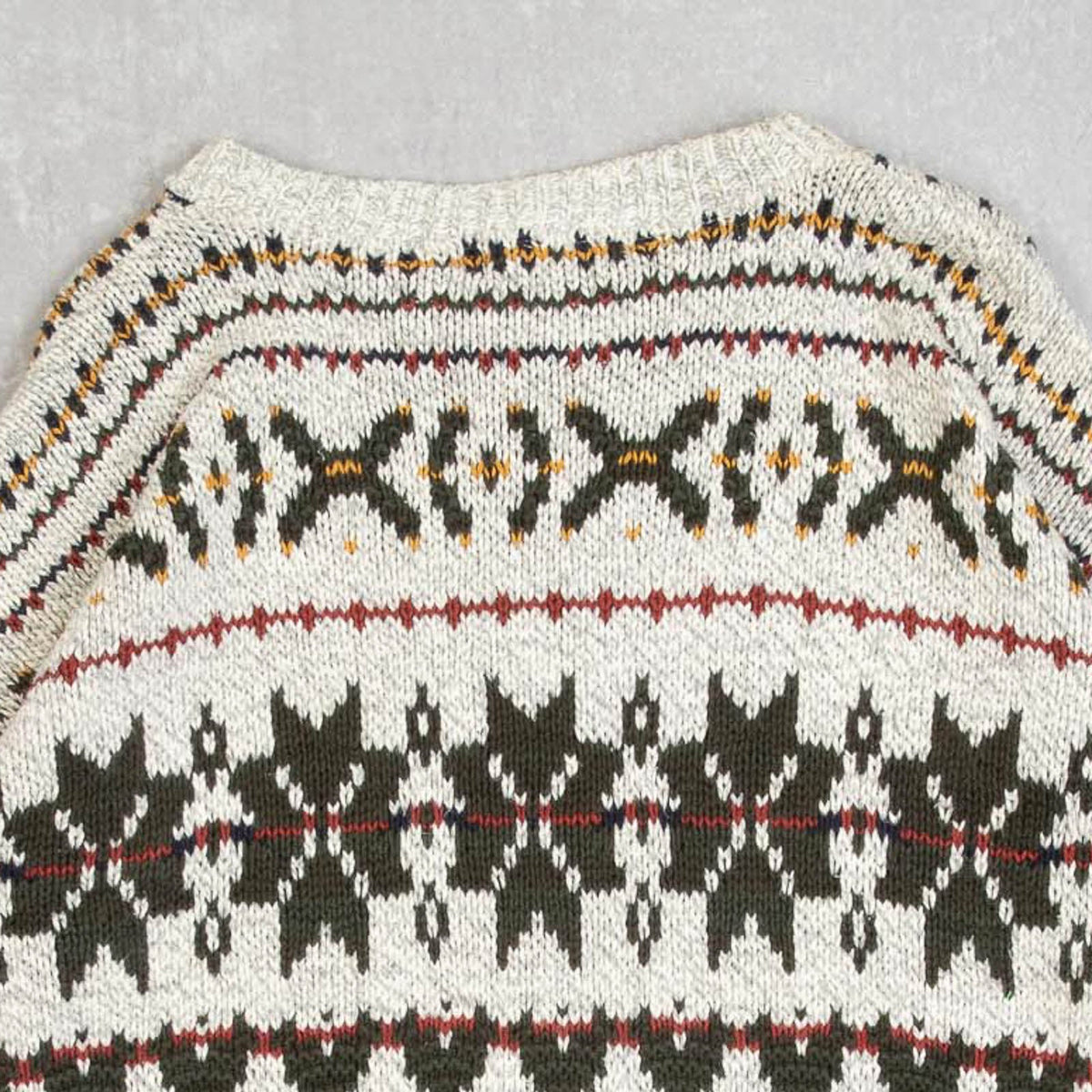 MEN'S VINTAGE 1980S PATTERNED KNITTED JUMPER - MEDIUM