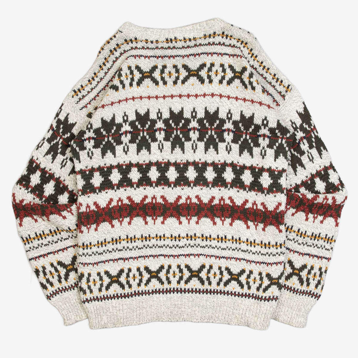 MEN'S VINTAGE 1980S PATTERNED KNITTED JUMPER - MEDIUM
