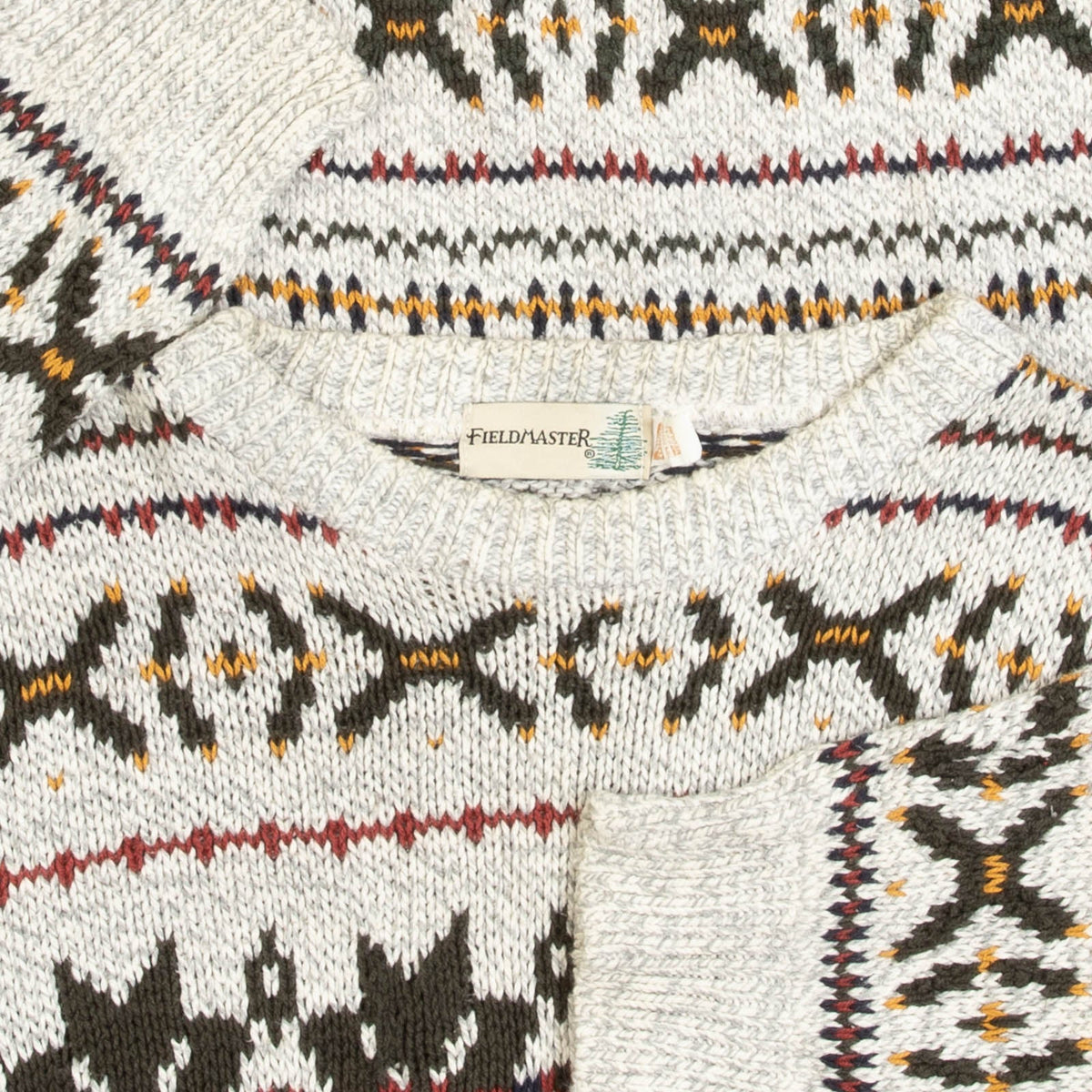 MEN'S VINTAGE 1980S PATTERNED KNITTED JUMPER - MEDIUM