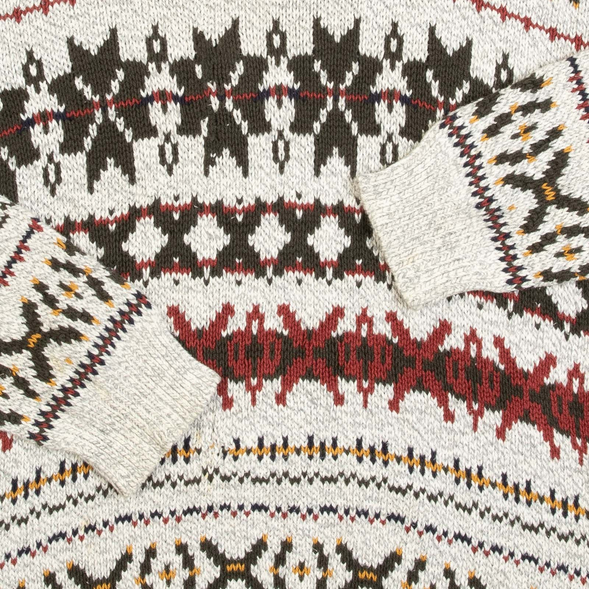 MEN'S VINTAGE 1980S PATTERNED KNITTED JUMPER - MEDIUM