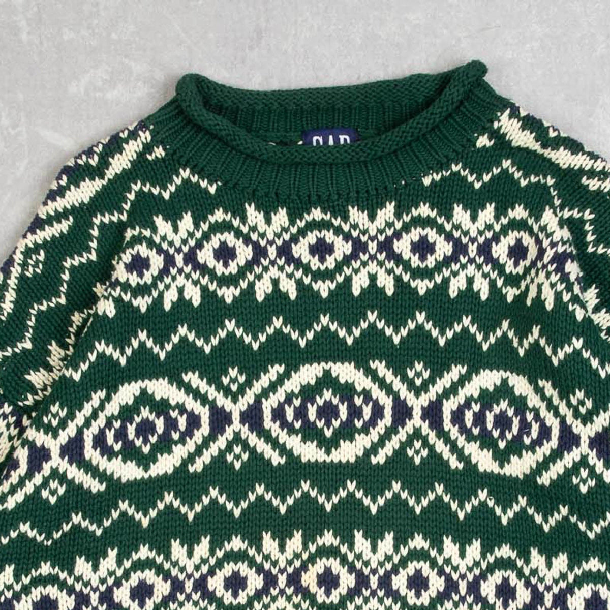 MEN'S VINTAGE 1990S GAP PATTERNED KNITTED JUMPER - SMALL
