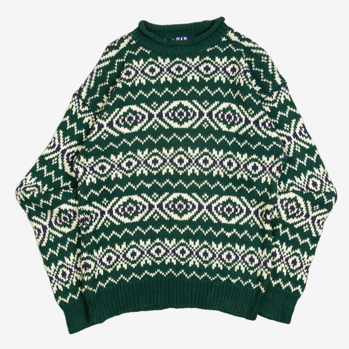 MEN'S VINTAGE 1990S GAP PATTERNED KNITTED JUMPER - SMALL