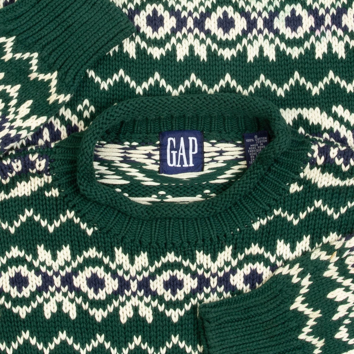 MEN'S VINTAGE 1990S GAP PATTERNED KNITTED JUMPER - SMALL