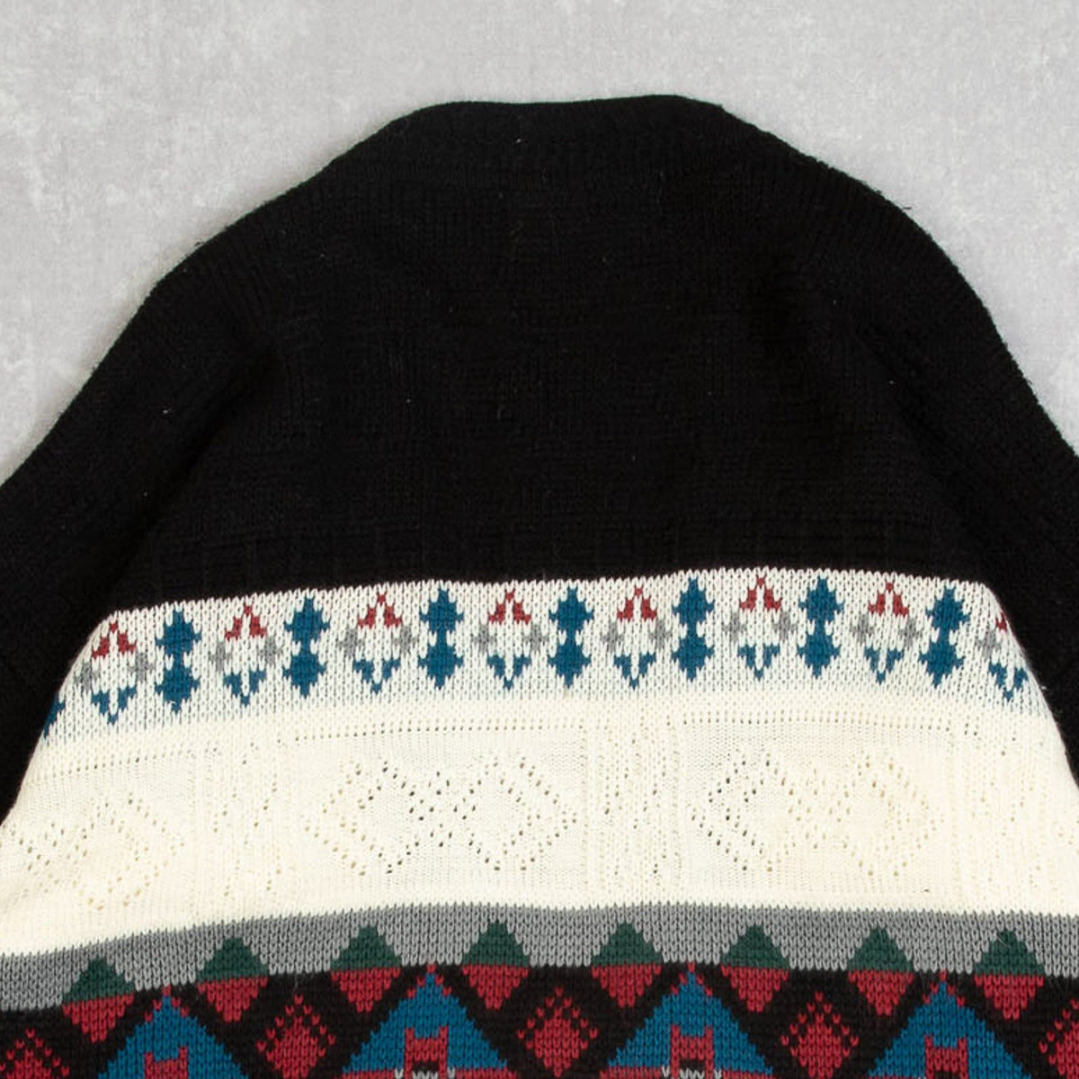MEN'S VINTAGE 1980S STRUCTURED PATTERNED KNITTED CARDIGAN - MEDIUM