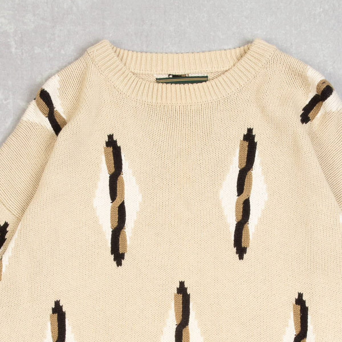 MEN'S VINTAGE 1990S STRUCTURED PATTERNED KNITTED JUMPER - SMALL