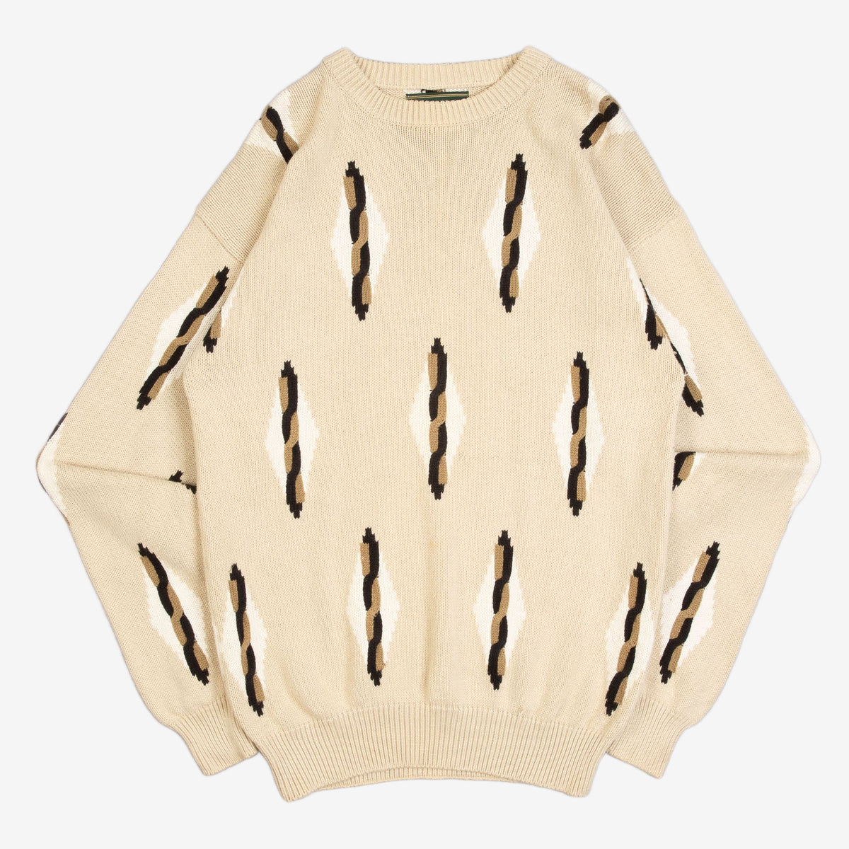 MEN'S VINTAGE 1990S STRUCTURED PATTERNED KNITTED JUMPER - SMALL