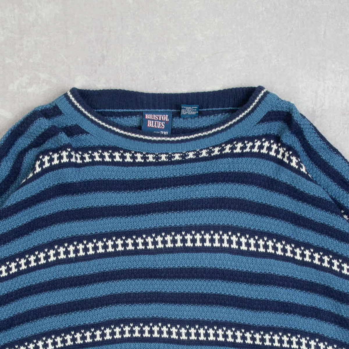 WOMEN'S VINTAGE 1990S STRIPED PATTERNED KNITTED JUMPER - X-LARGE
