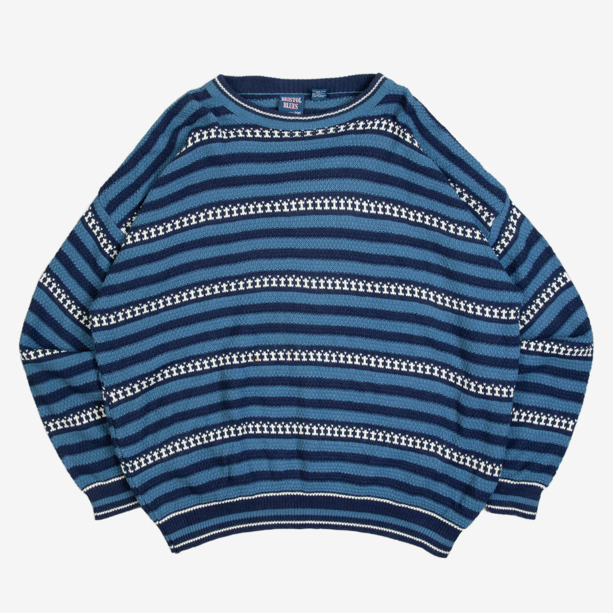 WOMEN'S VINTAGE 1990S STRIPED PATTERNED KNITTED JUMPER - X-LARGE