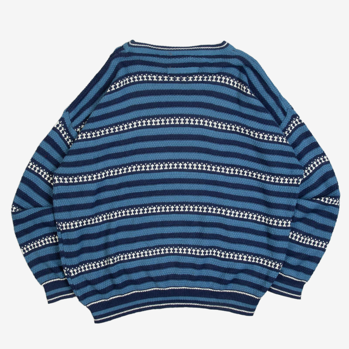 WOMEN'S VINTAGE 1990S STRIPED PATTERNED KNITTED JUMPER - X-LARGE