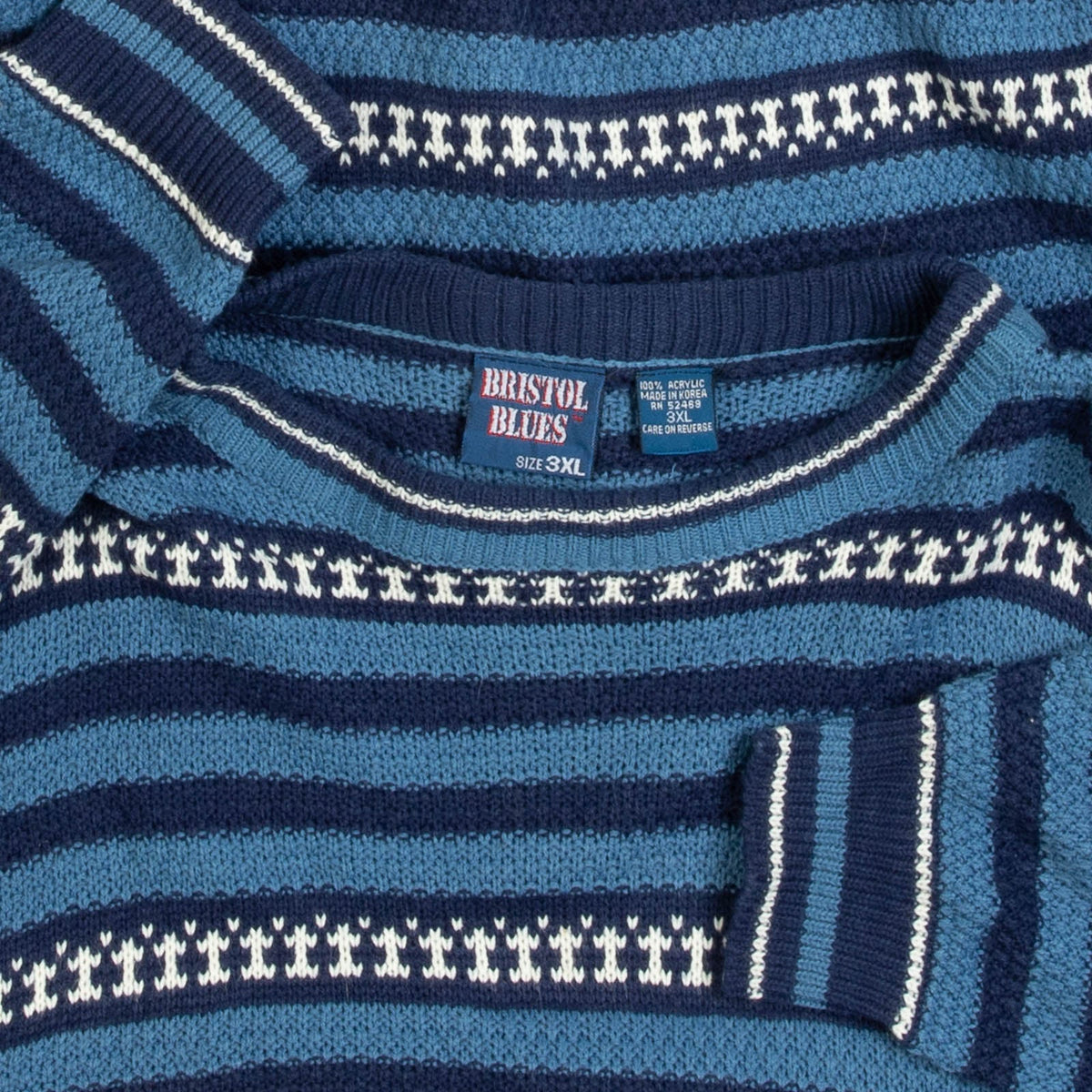 WOMEN'S VINTAGE 1990S STRIPED PATTERNED KNITTED JUMPER - X-LARGE