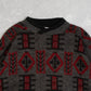 MEN'S VINTAGE 1980S PATTERNED KNITTED JUMPER - LARGE