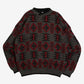 MEN'S VINTAGE 1980S PATTERNED KNITTED JUMPER - LARGE