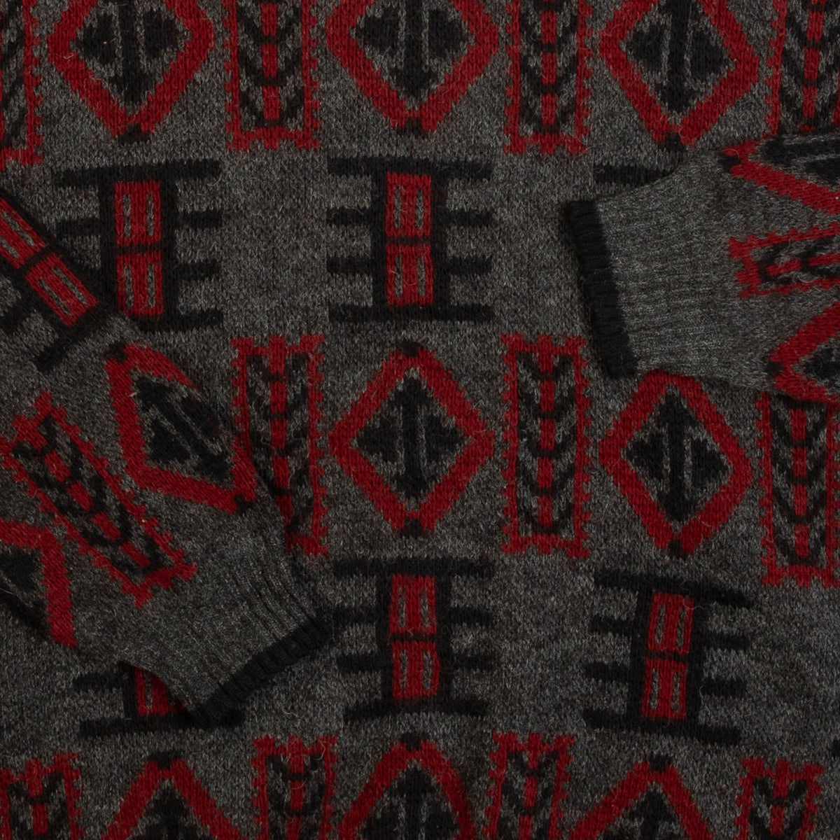MEN'S VINTAGE 1980S PATTERNED KNITTED JUMPER - LARGE