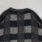 MEN'S VINTAGE 1990S CHECKERBOARD PATTERNED KNITTED CARDIGAN - LARGE