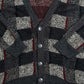 MEN'S VINTAGE 1990S CHECKERBOARD PATTERNED KNITTED CARDIGAN - LARGE