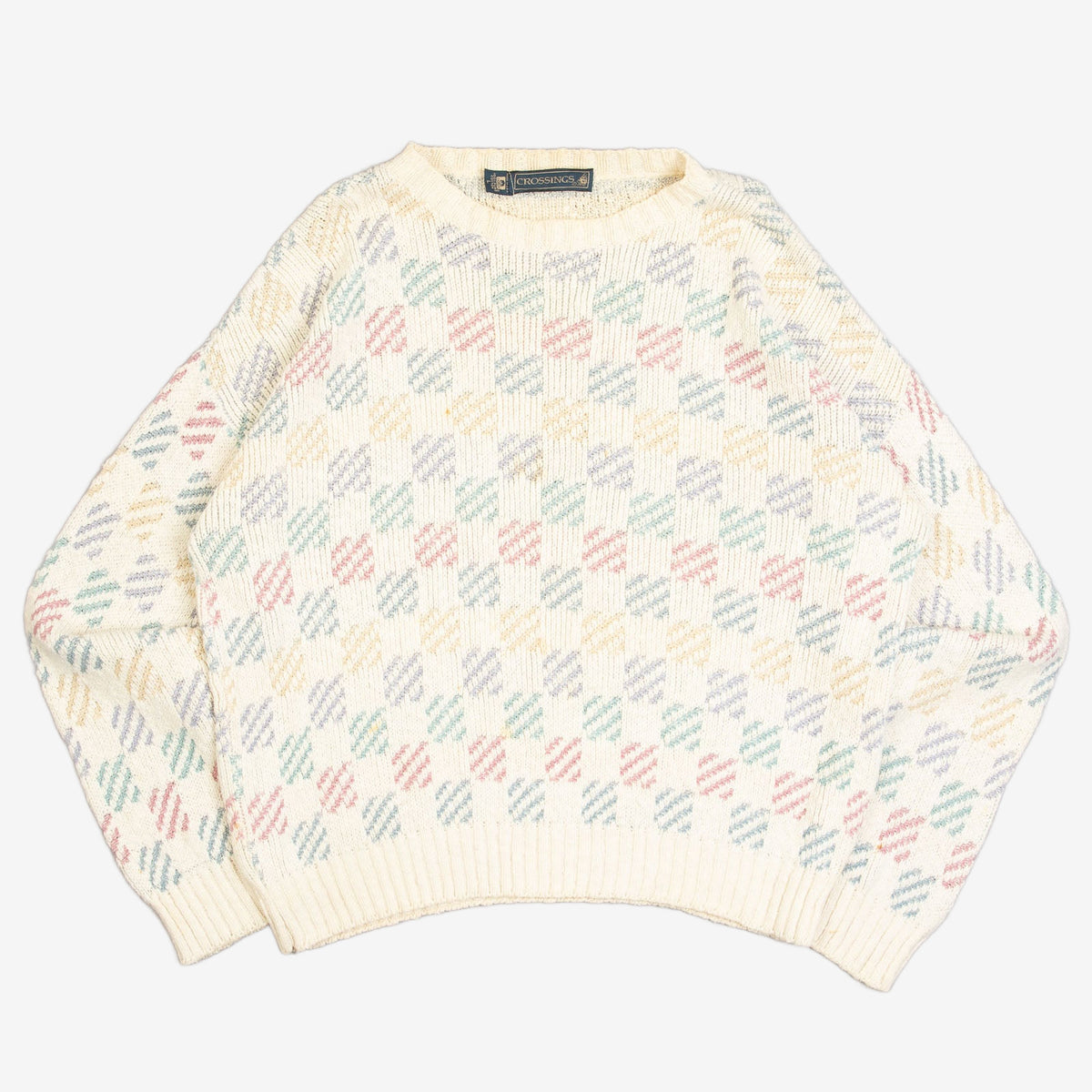 MEN'S VINTAGE 1990S STRUCTURED PATTERNED KNITTED JUMPER - LARGE