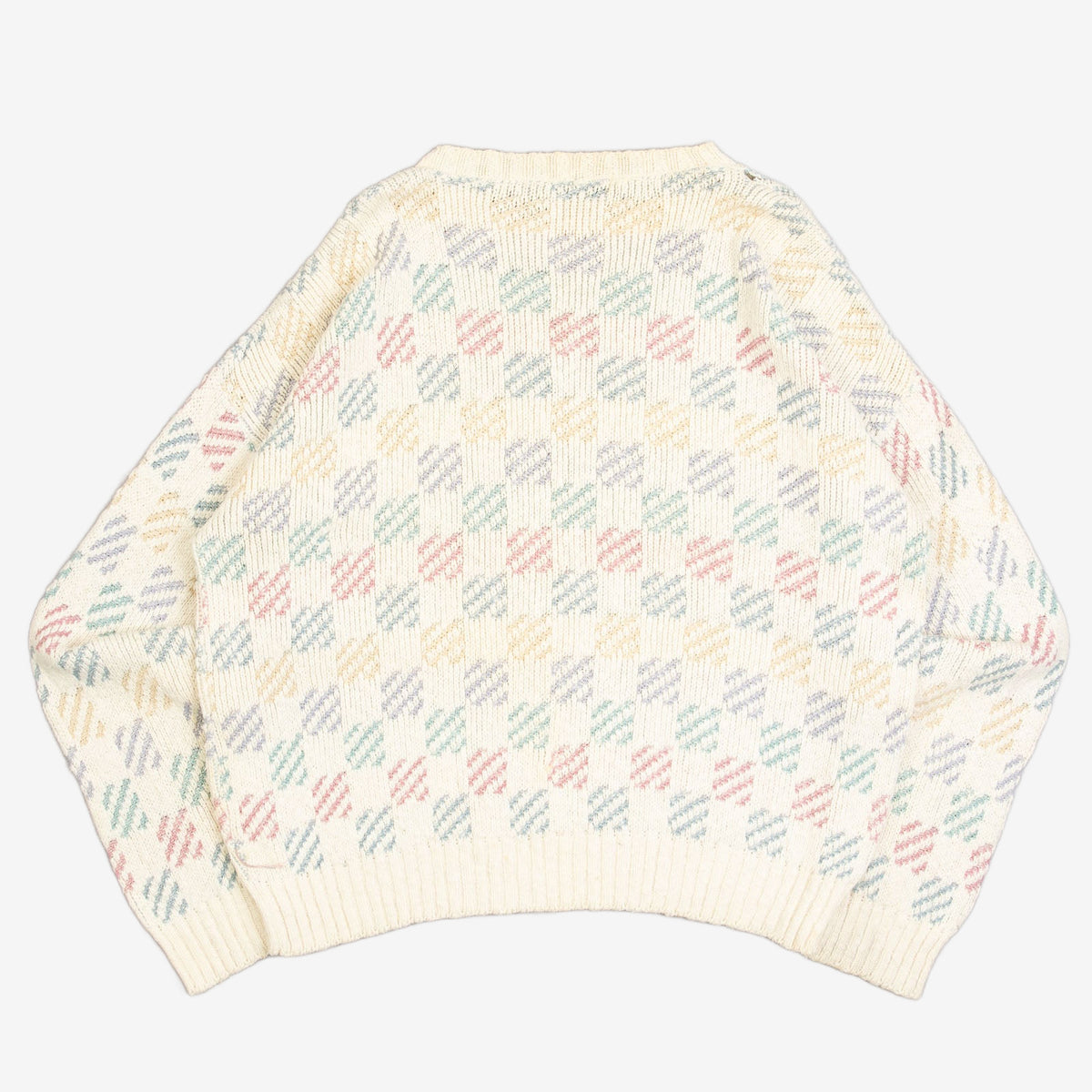 MEN'S VINTAGE 1990S STRUCTURED PATTERNED KNITTED JUMPER - LARGE