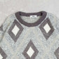 MEN'S VINTAGE 1980S DIAMOND PATTERNED KNITTED JUMPER - LARGE