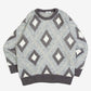 MEN'S VINTAGE 1980S DIAMOND PATTERNED KNITTED JUMPER - LARGE