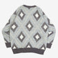 MEN'S VINTAGE 1980S DIAMOND PATTERNED KNITTED JUMPER - LARGE