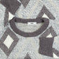 MEN'S VINTAGE 1980S DIAMOND PATTERNED KNITTED JUMPER - LARGE