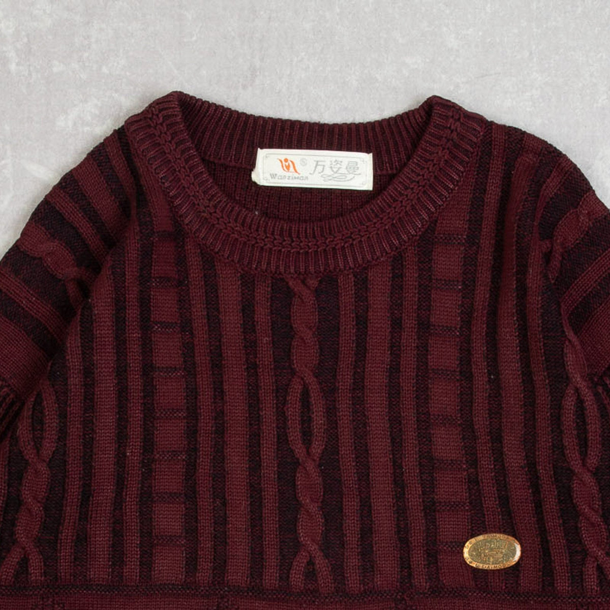 MEN'S VINTAGE 1980S STRUCTURED RIBBED KNITTED JUMPER - MEDIUM