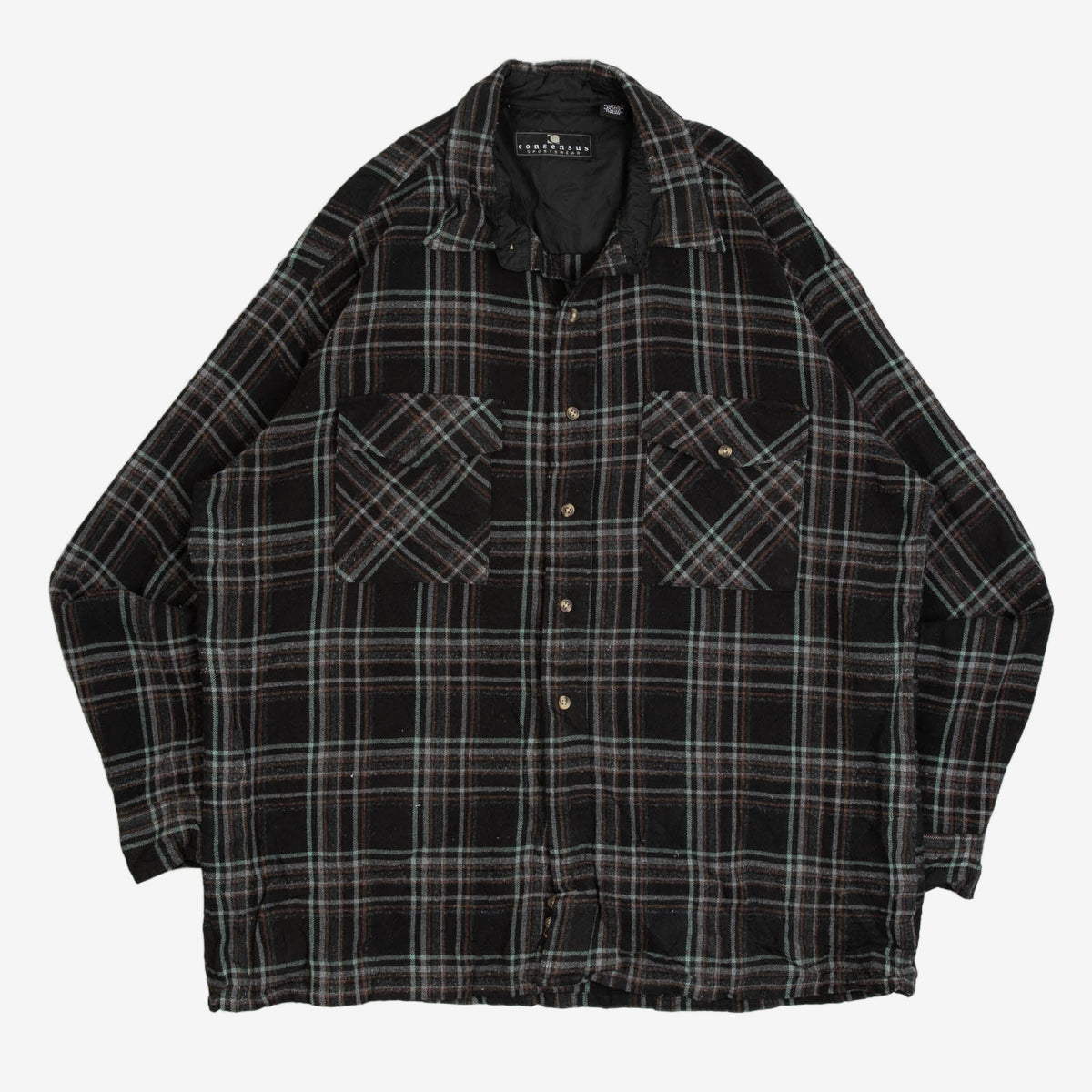 MEN'S VINTAGE 1990S WOOL STYLE CHECKED SHIRT - X-LARGE