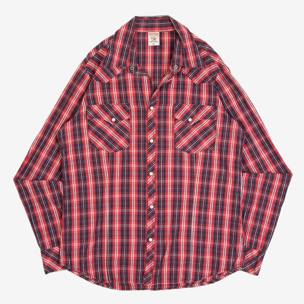 MEN'S VINTAGE TRUE RELIGION CHECKED WESTERN SHIRT - XX-LARGE